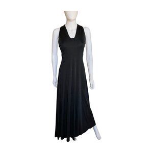 Black Halter Maxi Dress | Y2K Minimalist Racerback Gown 4/6